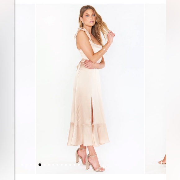 Show Me Your Mumu - Claire Midi Dress in Champagne Luce Satin - Picture 4 of 5